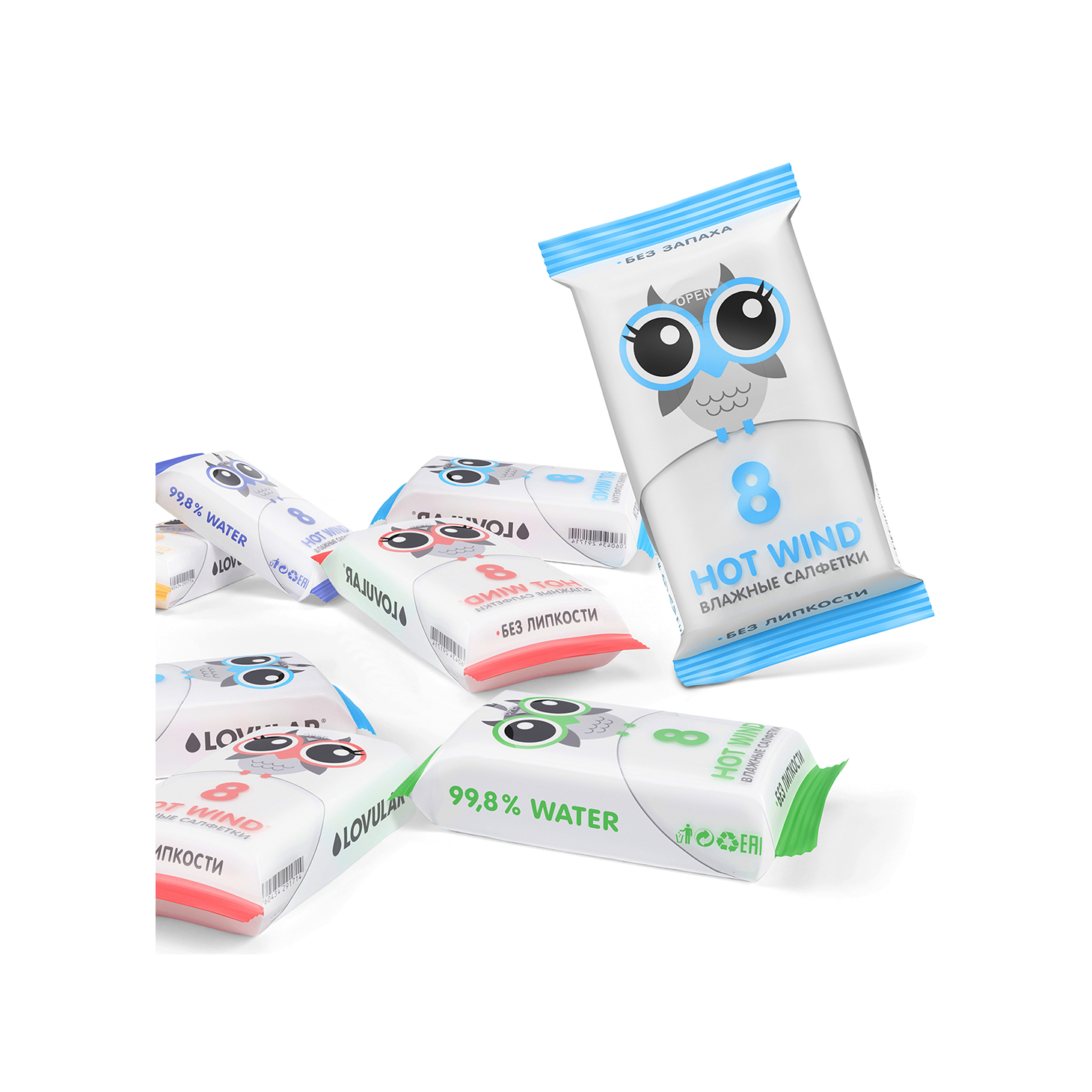 Влажные салфетки Hot wind 8шт купить в VISAGEHALL