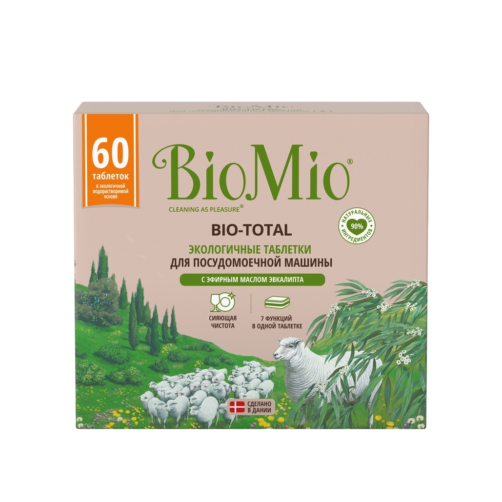 Таблетки для посудомоечной машины с маслом эвкалипта 60 штук Bio-total