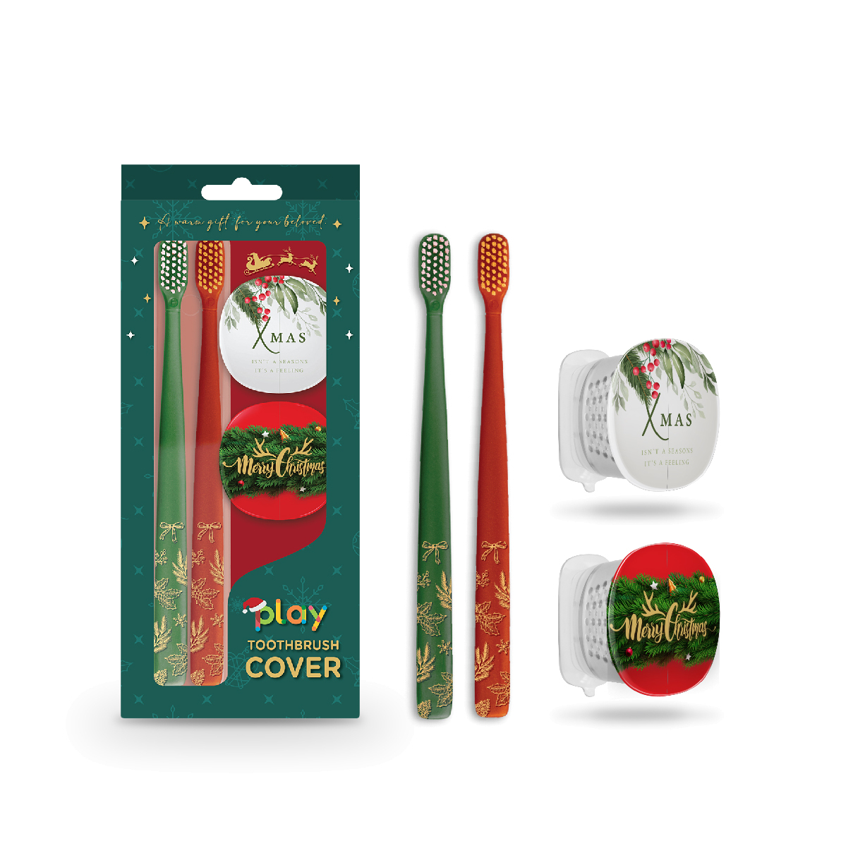 Набор лимитированный новогодний Xmas 2 щетки зеленая + красная купить в VISAGEHALL