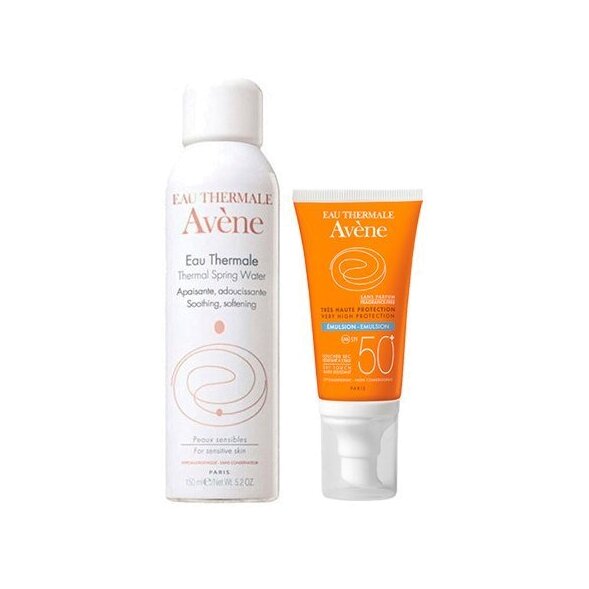 Набор: Флюид солнцезащитный SPF50+ без отдушек 50мл+Термальная вода 150мл