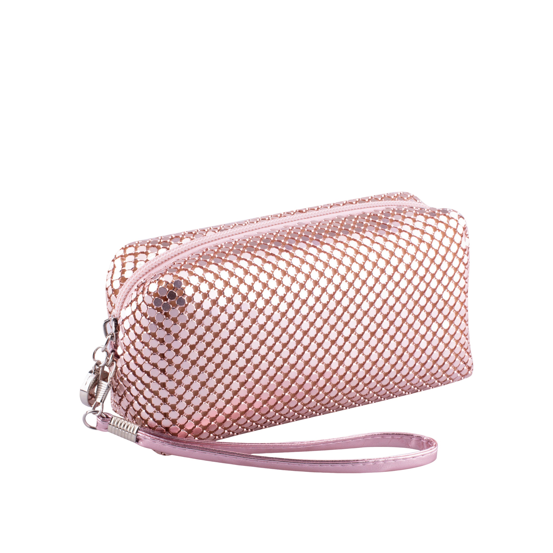 Косметичка металлическая вечерняя розовая купить в VISAGEHALL