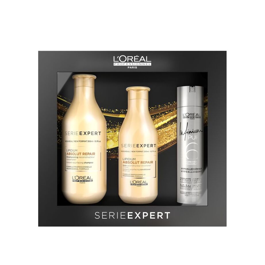 Набор Serie Expert Absolut Repair Lipidium: Шампунь + Уход + Лак