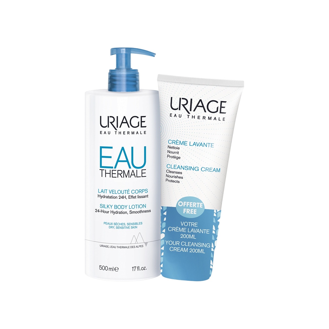 Набор Eau Thermale: Молочко для тела увлажняющиее + Крем очищающий пенящийся  купить в VISAGEHALL