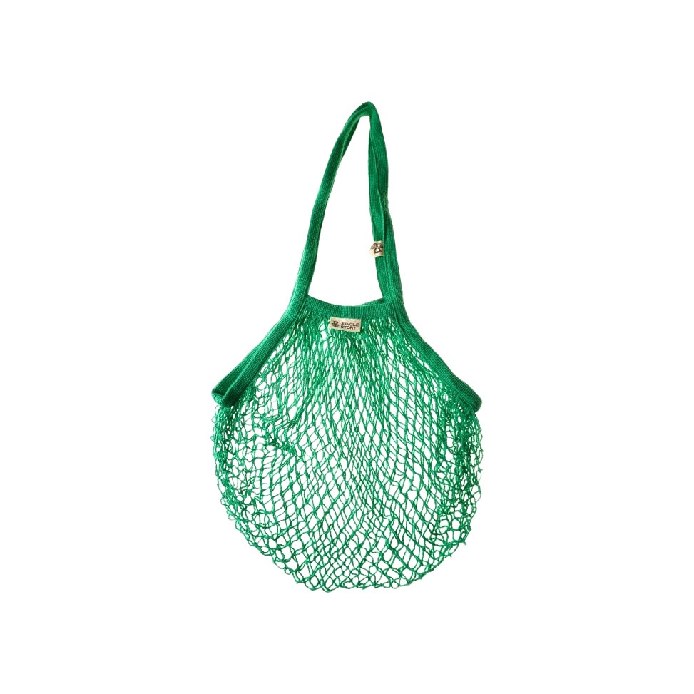 Авоська зеленая, удлиненная ручка на плечо 