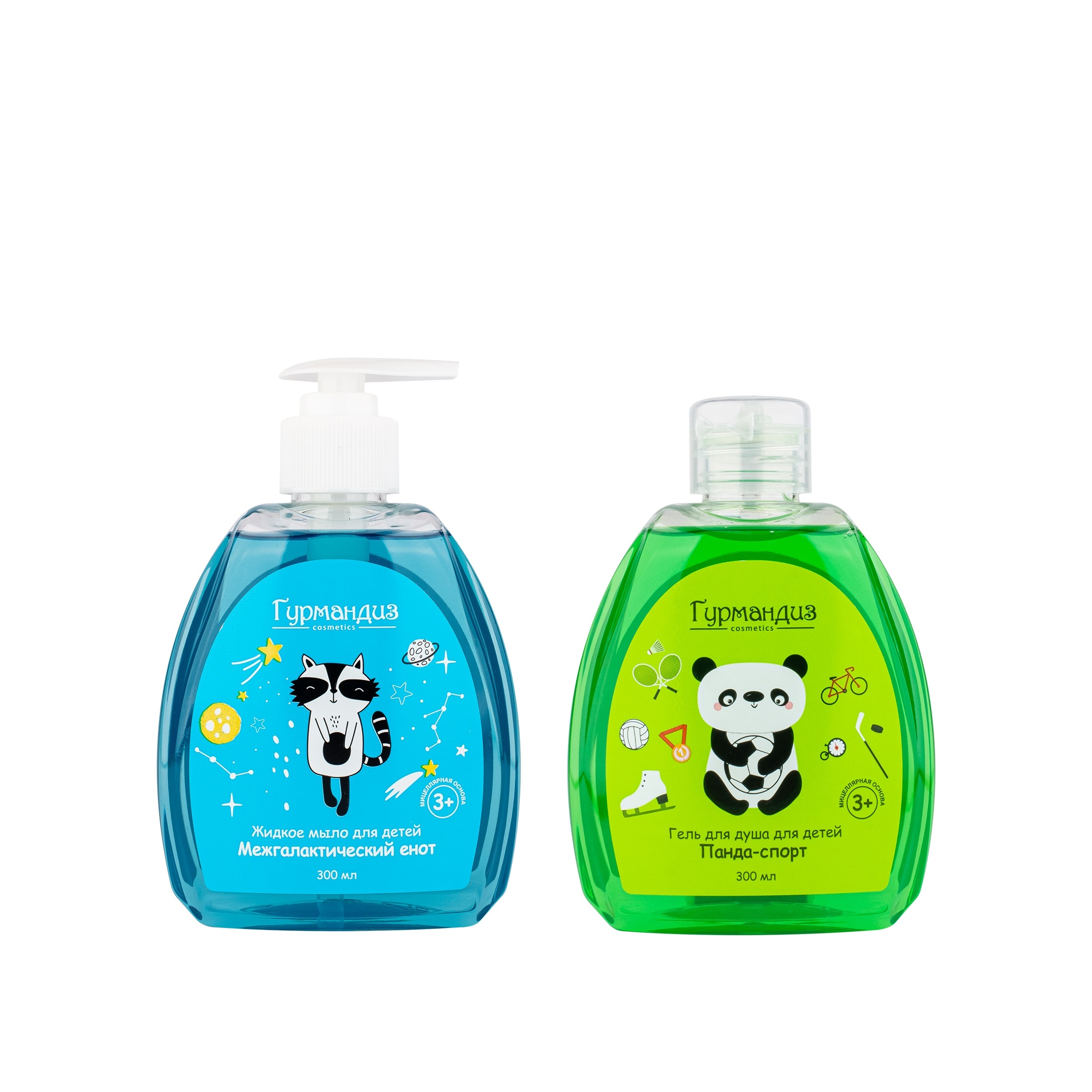 Набор детский: Жидкое мыло для детей Межгалактический енот+ Гель для душа для детей Панда-спорт купить в VISAGEHALL