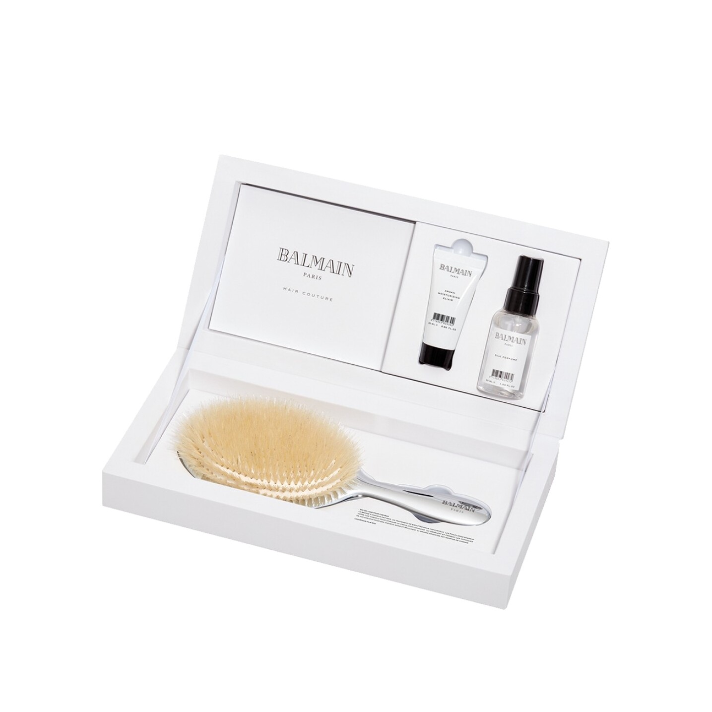 Набор SPA: Щетка серебро+Шелковая дымка 50мл+Увлажняющий аргановый эликсир 50мл купить в VISAGEHALL