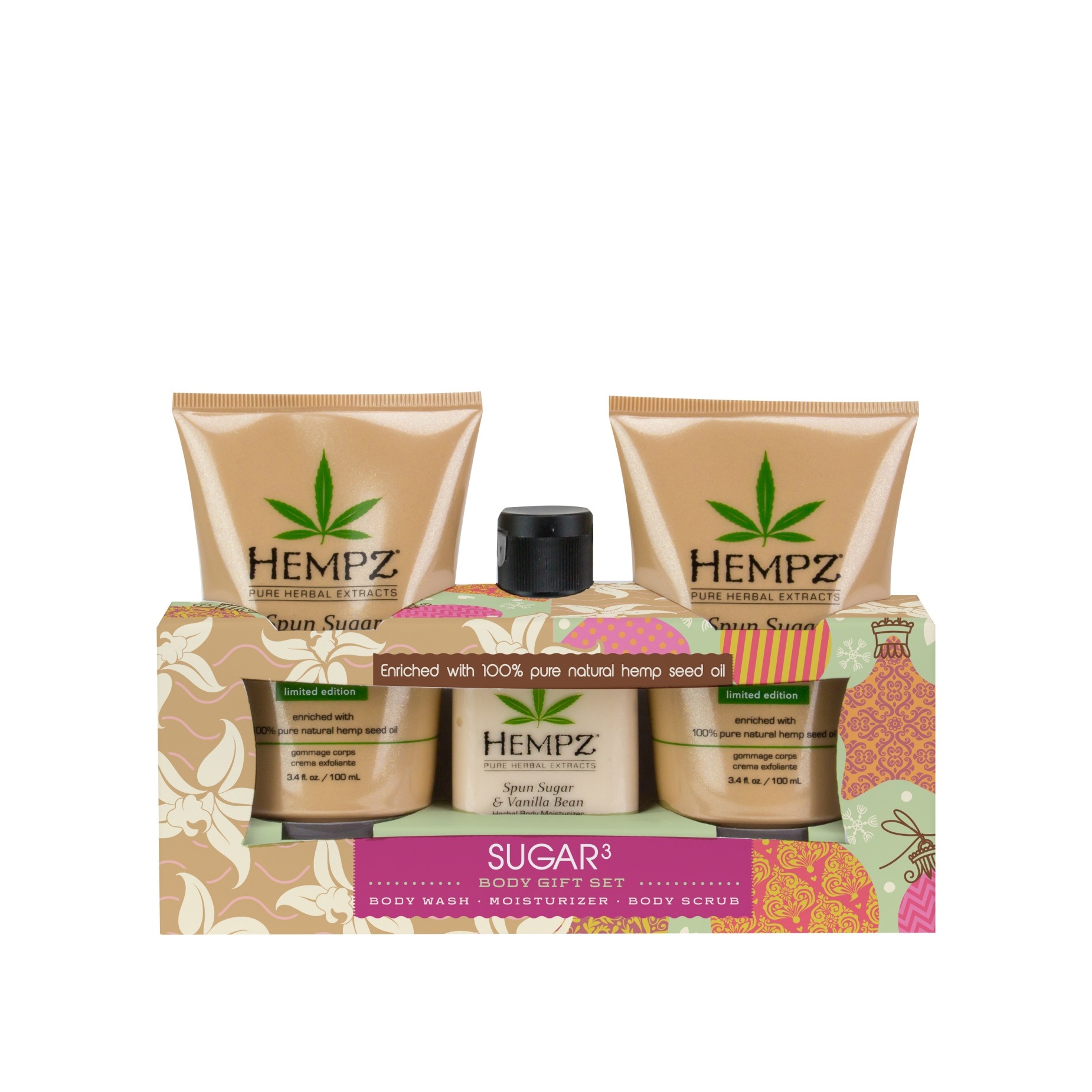 Набор Сахар Трио: Молочко для тела увлажняющее 66мл + Гель для душа 89мл + Скраб для тела 89мл купить в VISAGEHALL