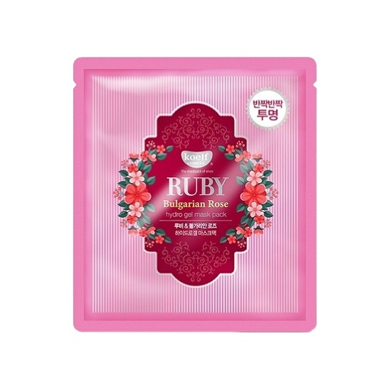 Маска для лица гидрогелевая с рубиновой пудрой и болгарской розой Koelf