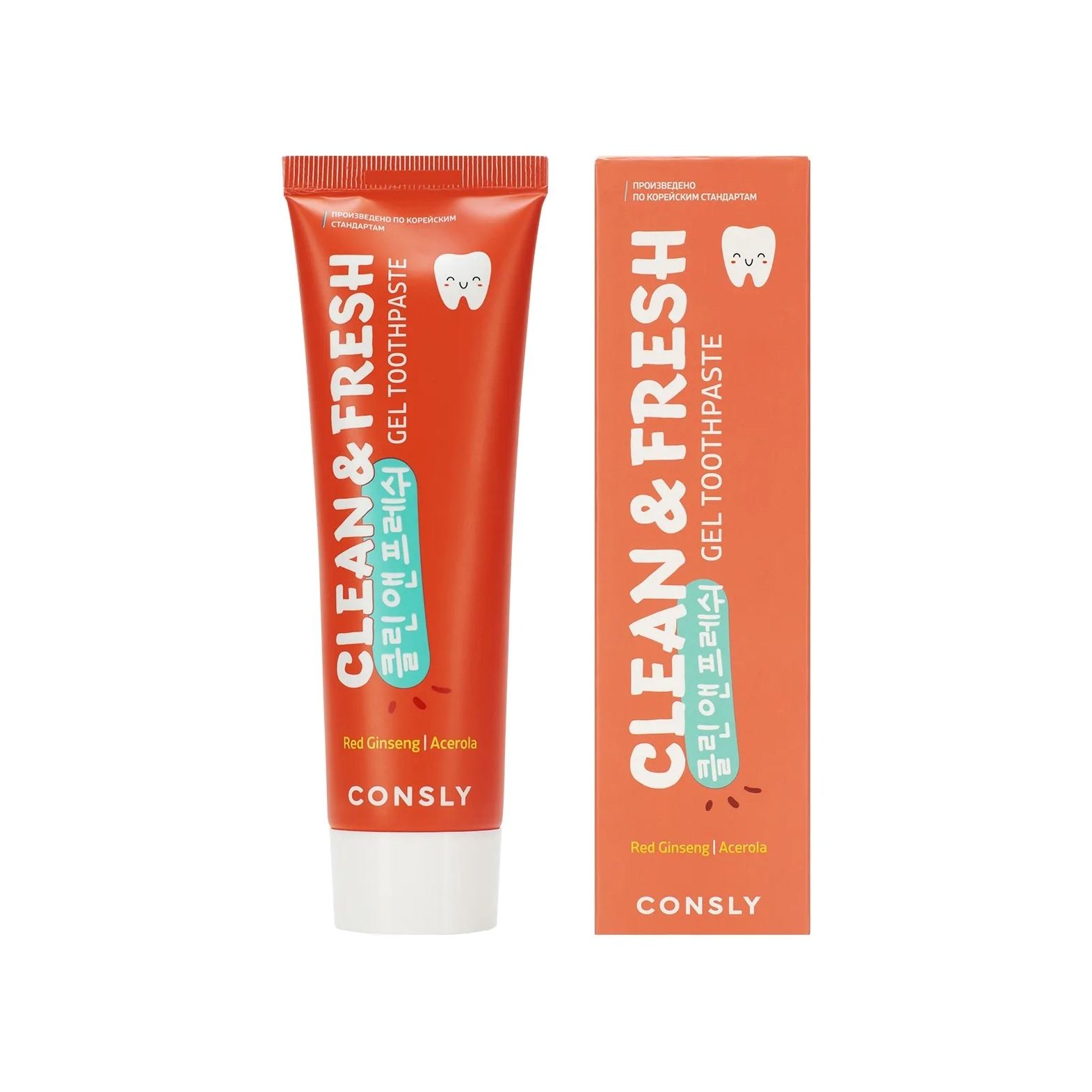 Зубная паста гелевая с экстрактами красного женьшеня и ацеролы Clean&Fresh купить в VISAGEHALL