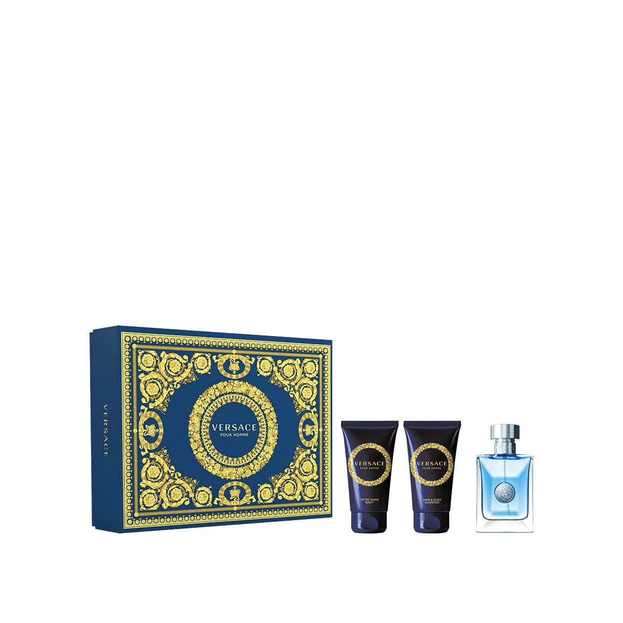 Набор Versace Pour Homme: Туалетная вода 50мл + Шампунь 50мл + Бальзам после бритья 50мл купить в VISAGEHALL