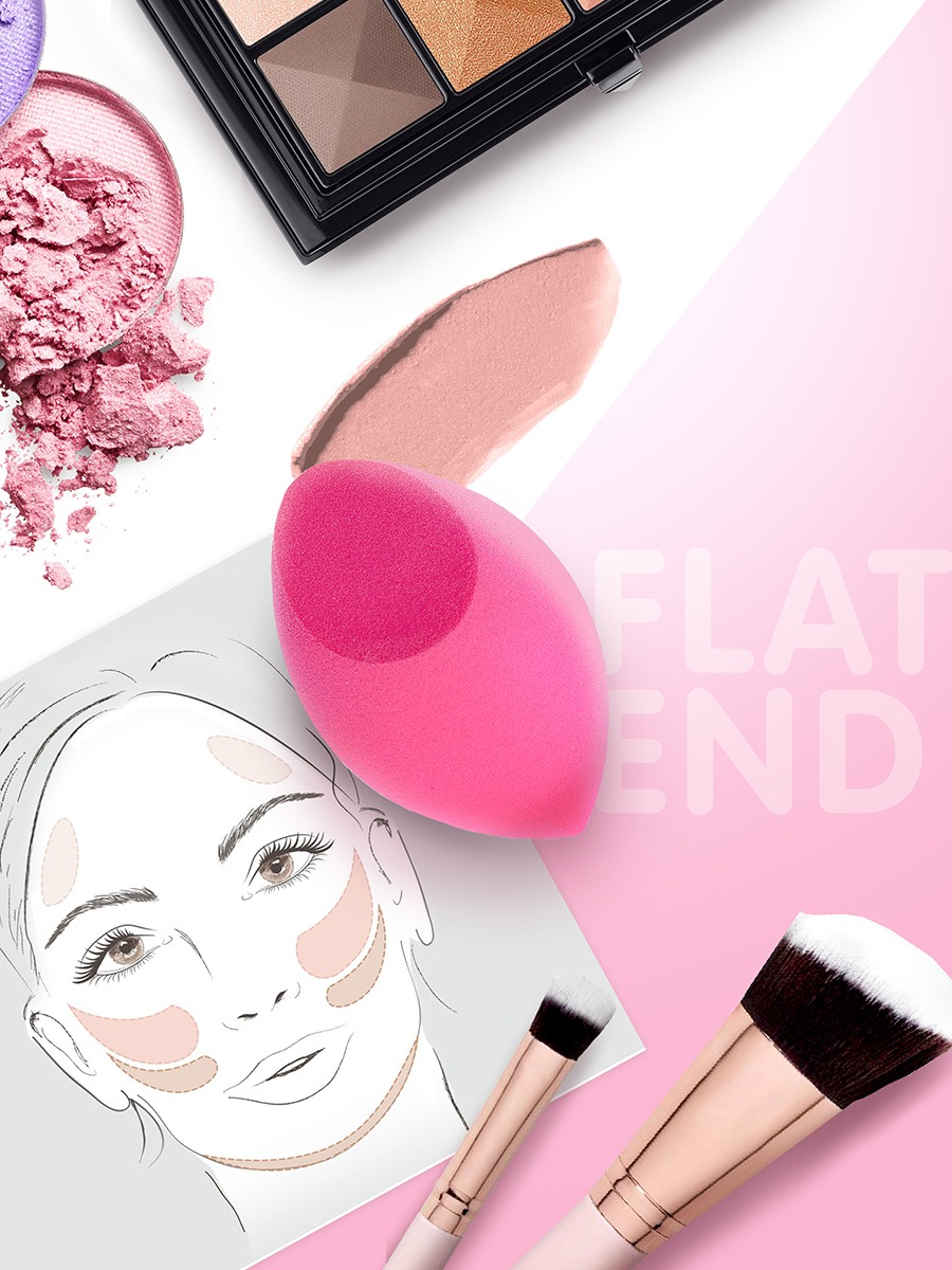 Спонж для макияжа косметический со срезом Розовый купить в VISAGEHALL