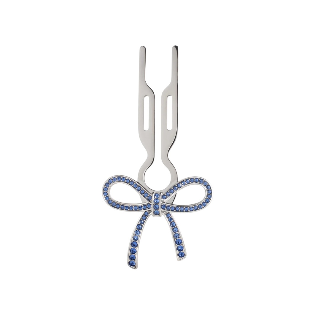 Заколка-бант металлическая Swarovski White Gold Steel Сапфир Hairpin No1 купить в VISAGEHALL