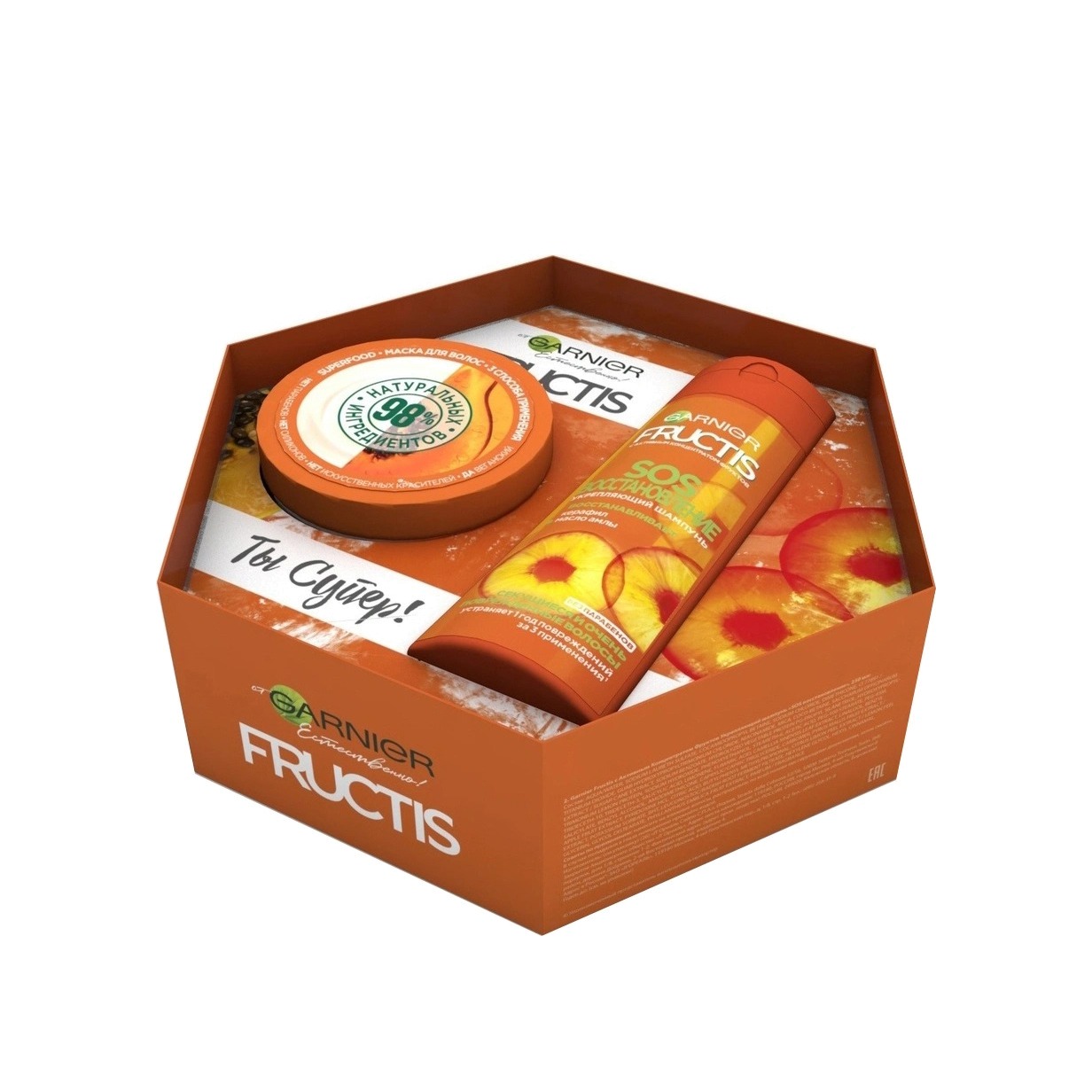 Набор: Маска для волос Папайя Fructis SuperFood 390мл + Шампунь восстанавливающий SOS 250мл купить в VISAGEHALL