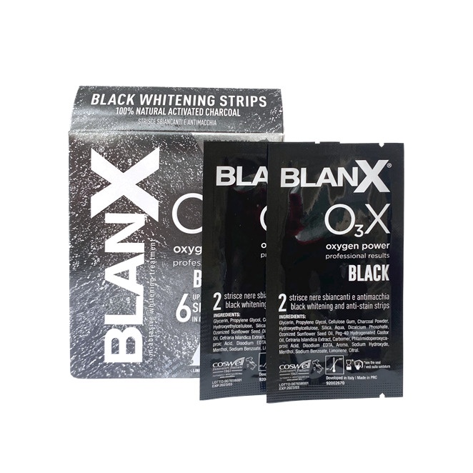 Полоски отбеливающие с углем O3X Whitening Strips Black