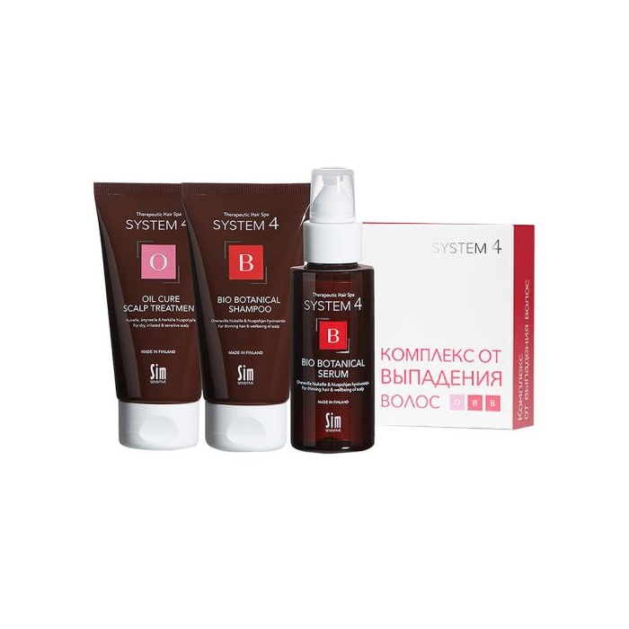 Комплекс от выпадения волос биоботанический: Шампунь + сыворотка + маска терапевтическая "О" 