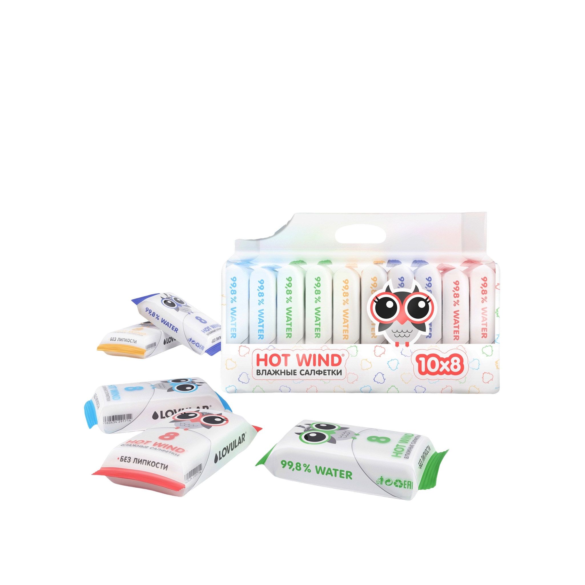 Набор влажных салфеток Hot Wind 10*8шт купить в VISAGEHALL