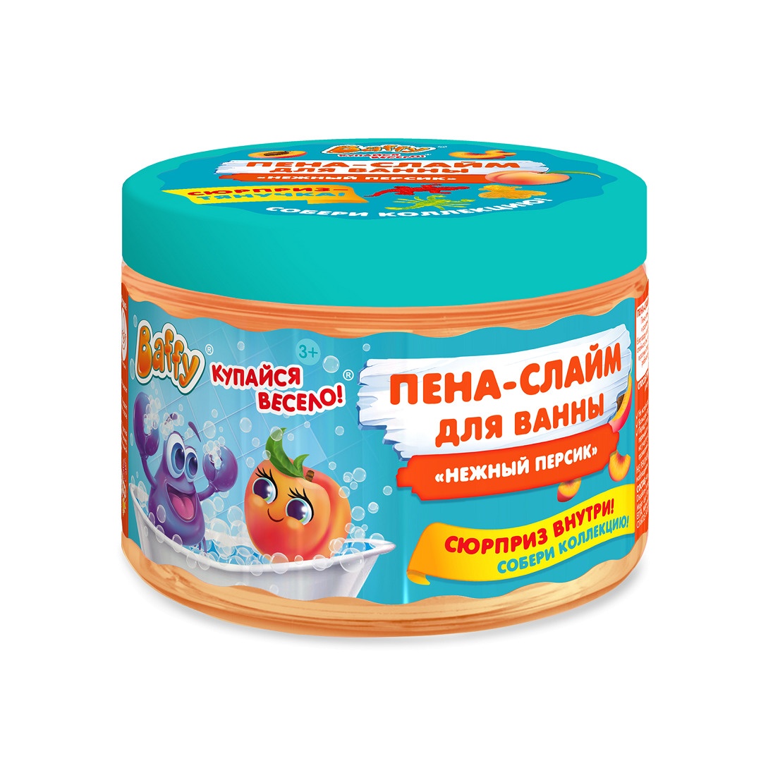 Пена-слайм для ванны детская с сюрпризом Нежный персик
