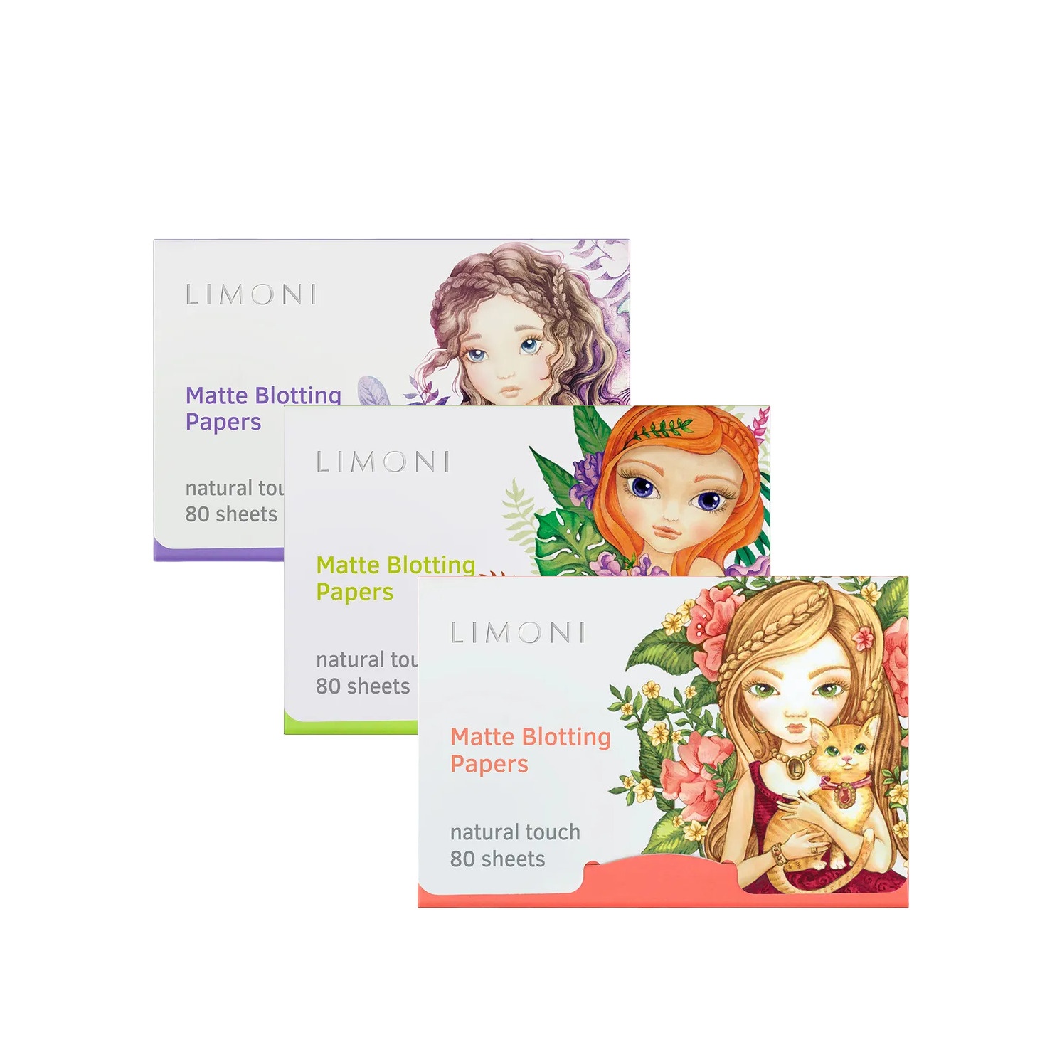Салфетки матирующие для лица Matte Blotting Papers green+lilac+pink купить в VISAGEHALL