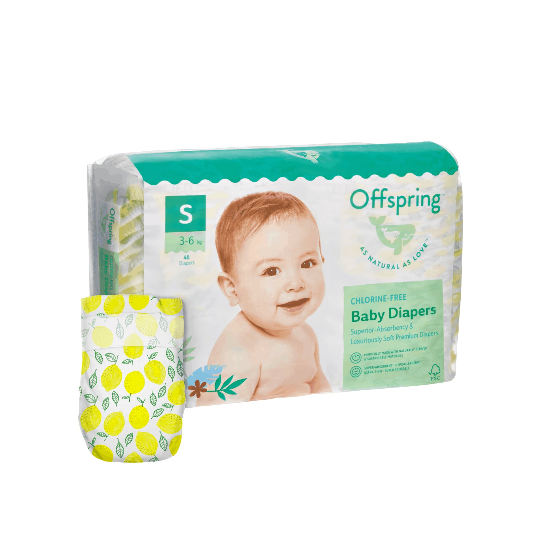 Подгузники Лимоны S 3-6кг 48 шт купить в VISAGEHALL