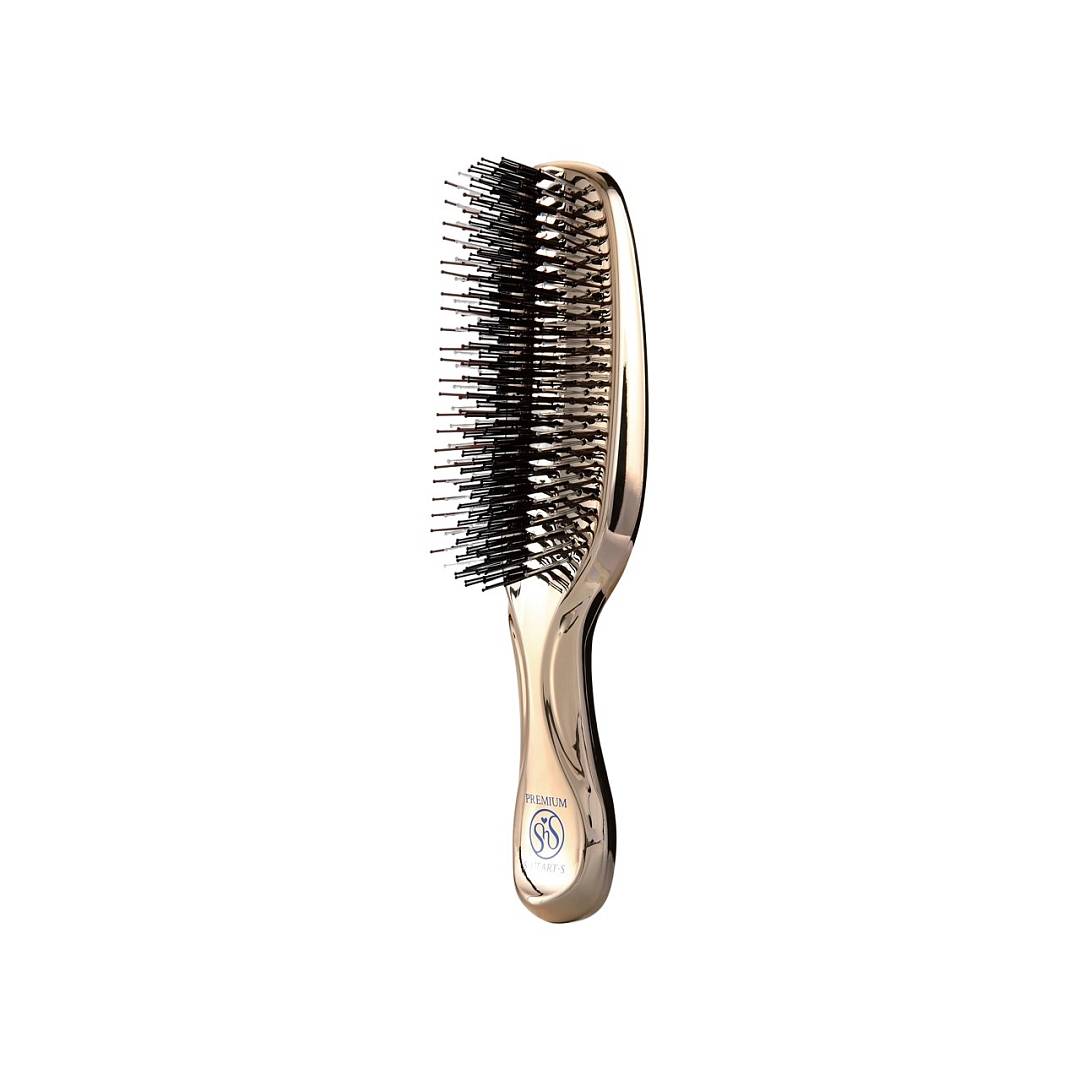 Расческа для волос массажная Scalp Brush + Long Золото