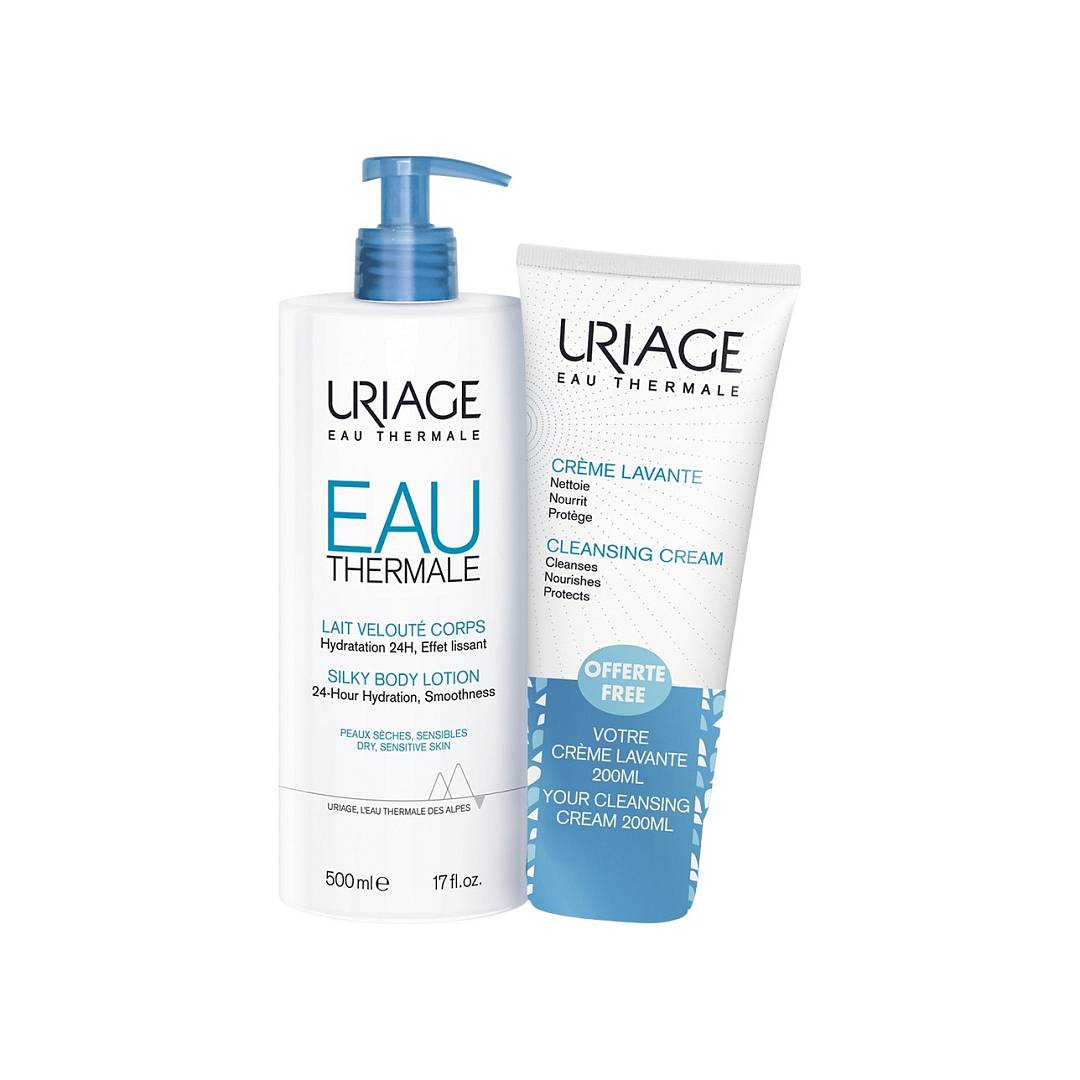 Набор Eau Thermale: Молочко для тела увлажняющиее + Крем очищающий пенящийся 