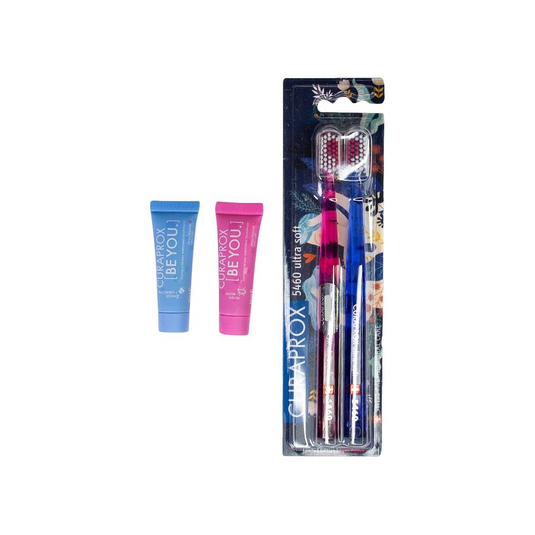 Набор: Зубные щетки Ultrasoft Duo Love + Зубные пасты Be You Mini