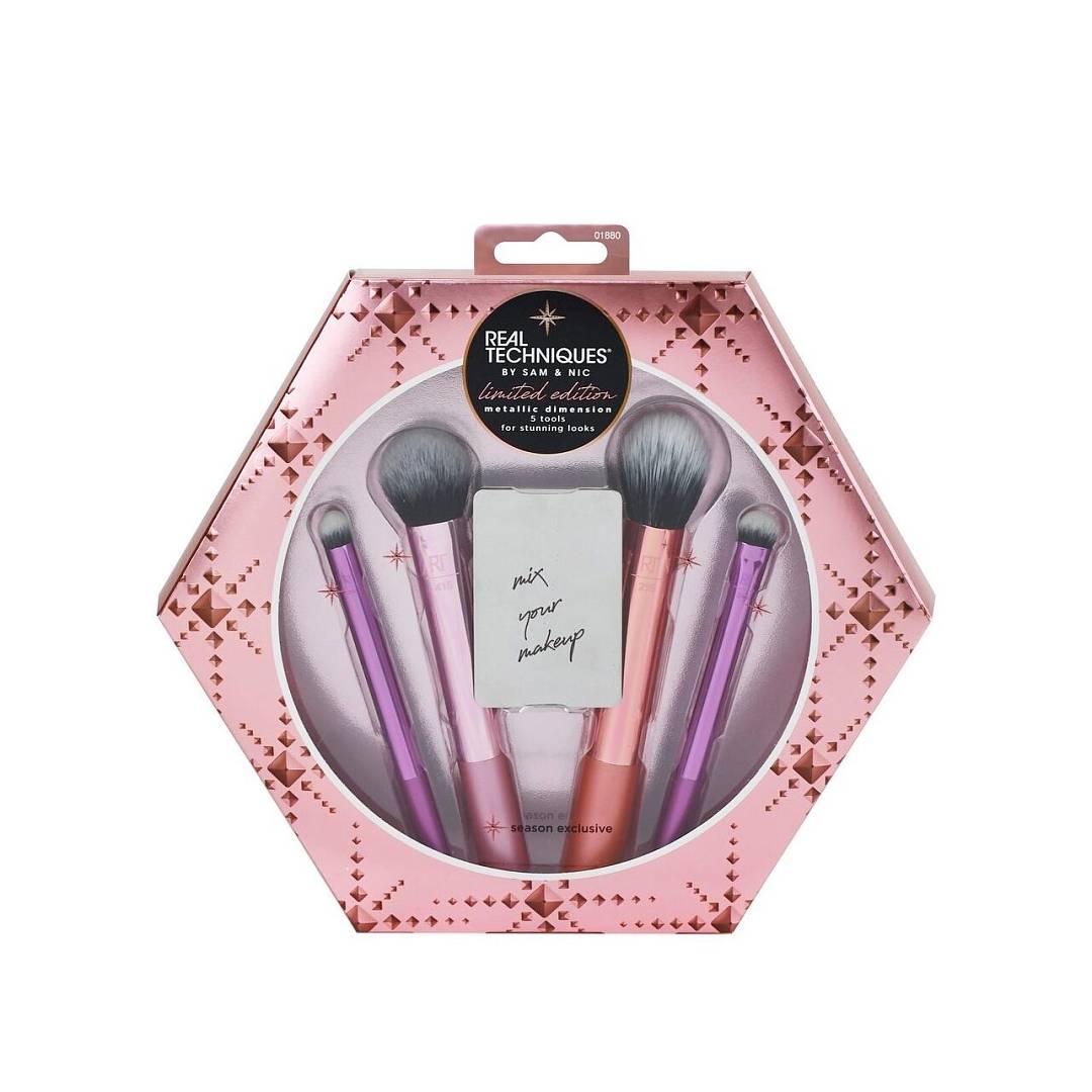 Набор кистей для макияжа и палетки для смешивания Metallic Dimension