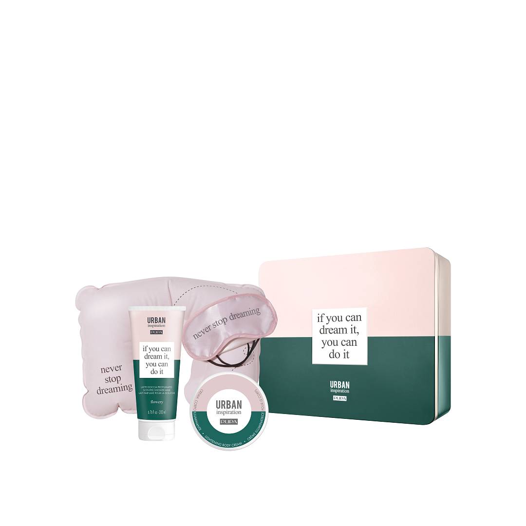 Набор Urban Inspiration Flowery: Молочко для душа 200мл + Крем для тела 100мл + Маска +Подушка