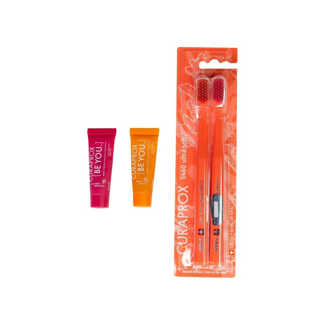 Набор: Зубные щетки CS5460 Ultrasoft Duo Coral + Зубные пасты Be You Mini