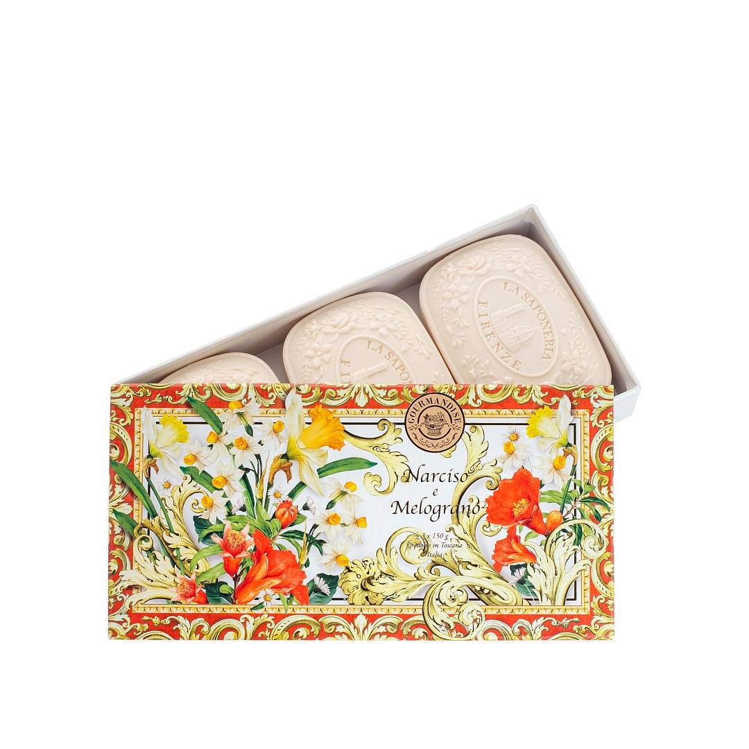 Набор натурального парфюмированного мыла Нарцисс и Гранат