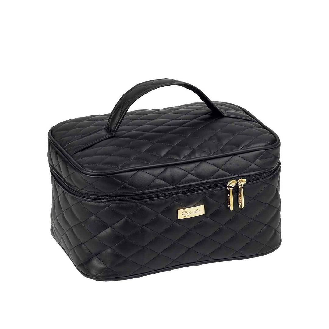 Косметичка стеганая черная средняя