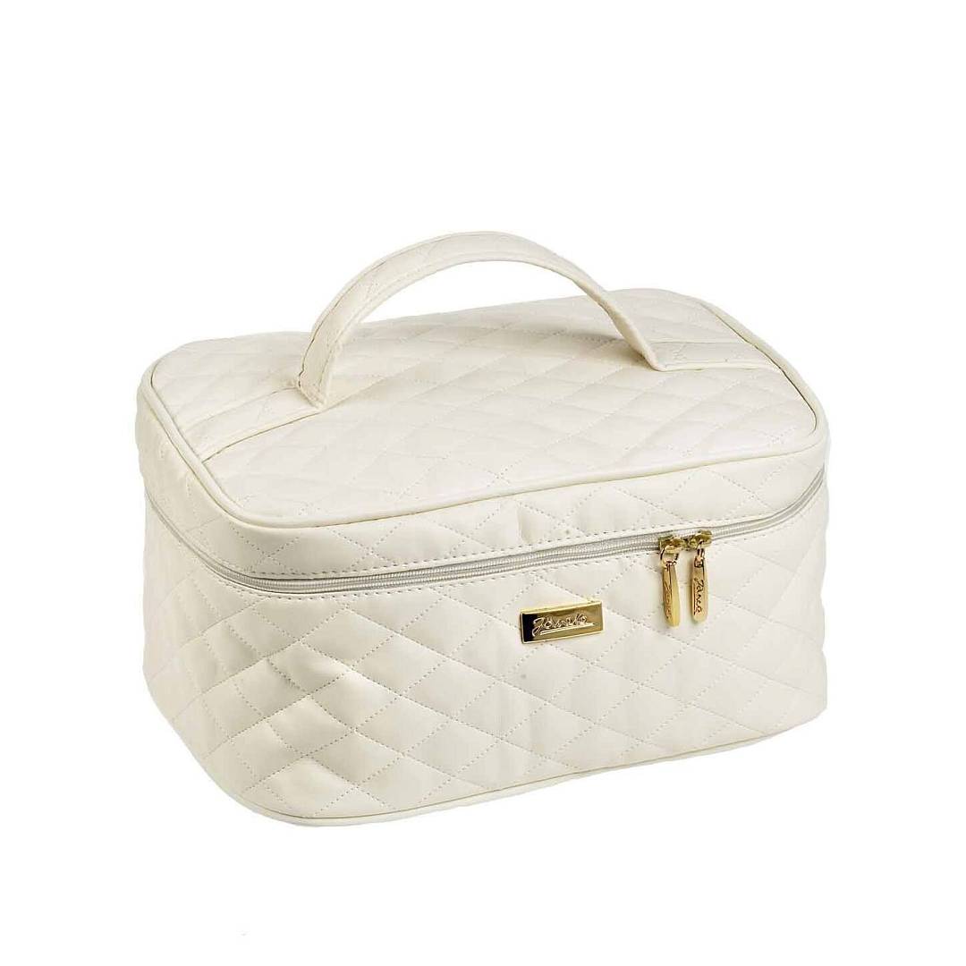 Косметичка стеганая бежевая средняя