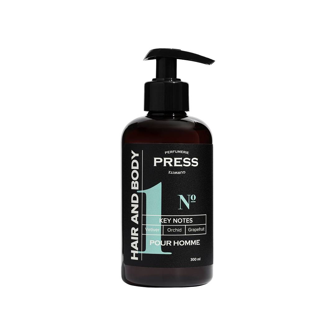 Шампунь-гель мужской 2 в 1 для волос и тела № 1 Ветивер Орхидея Грейпфрут