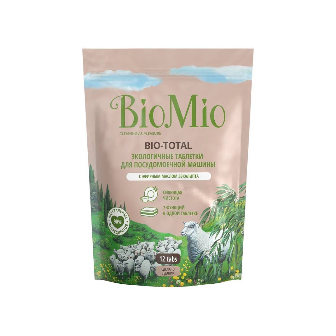 Таблетки для посудомоечной машины с маслом эвкалипта 12 штук Bio-total