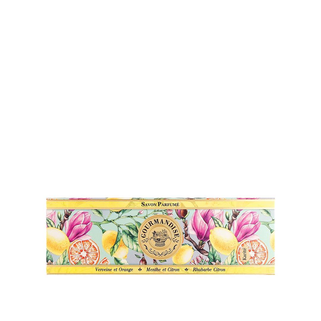 Набор натурального парфюмированного мыла Вербена и Апельсин, Мята и Лимон, Ревень Лимон