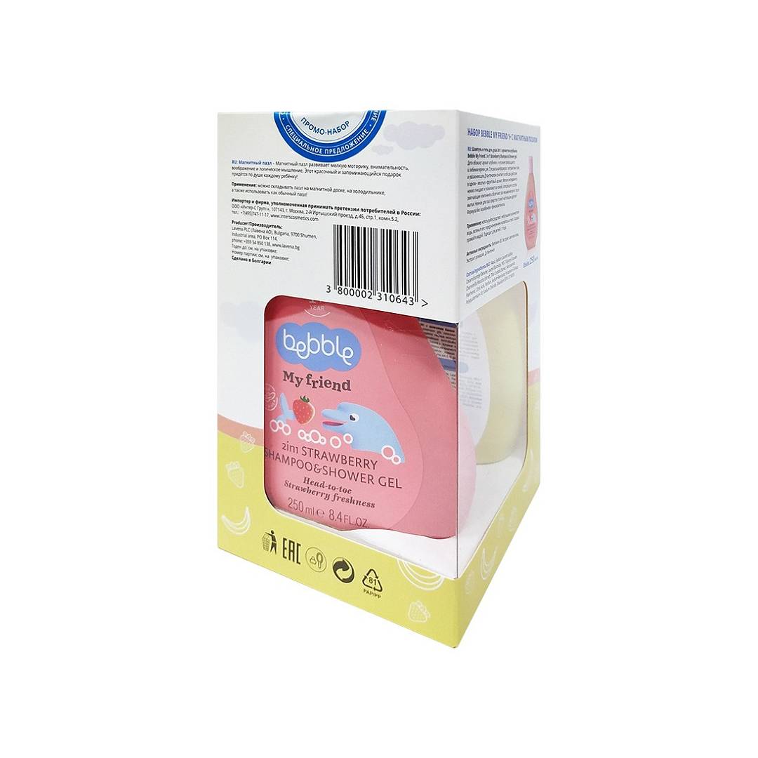Набор: Шампунь-гель для душа 2в1 с ароматом банана+Шампунь-гель для душа 2в1 с ароматом клубники